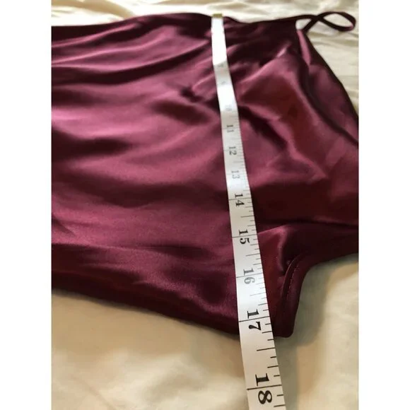 Bebe Satin Slip Dress Size S Burgundy Cowl Neck Midi Y2k Dance Prom Evening Date - Picture 8 of 11